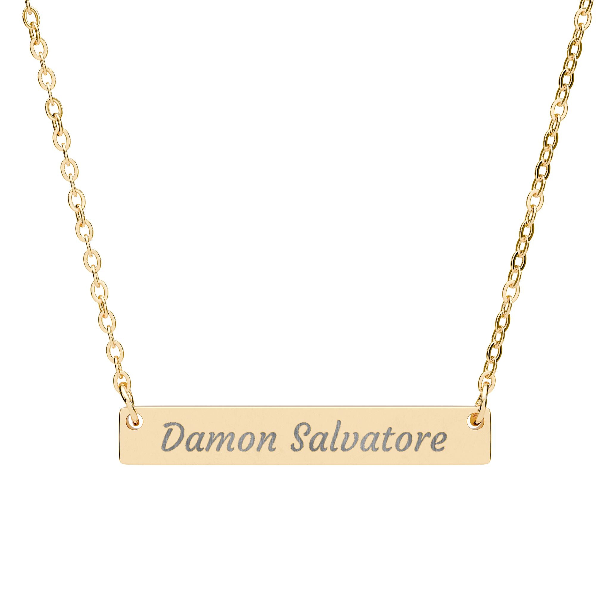 Damon Salvatore Horizontal Bar Necklace (Engraving)