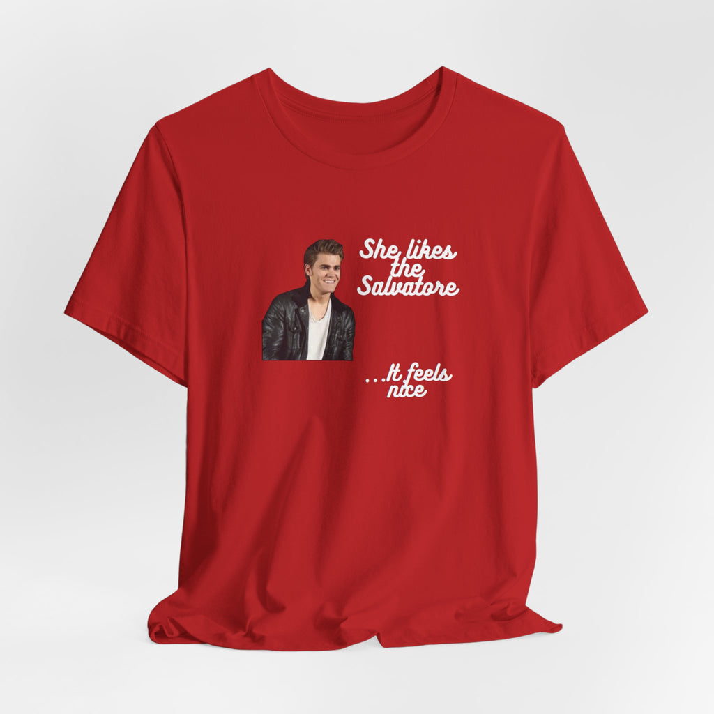 She Likes The Salvatore... It Feels Nice Unisex Jersey Short Sleeve Tee