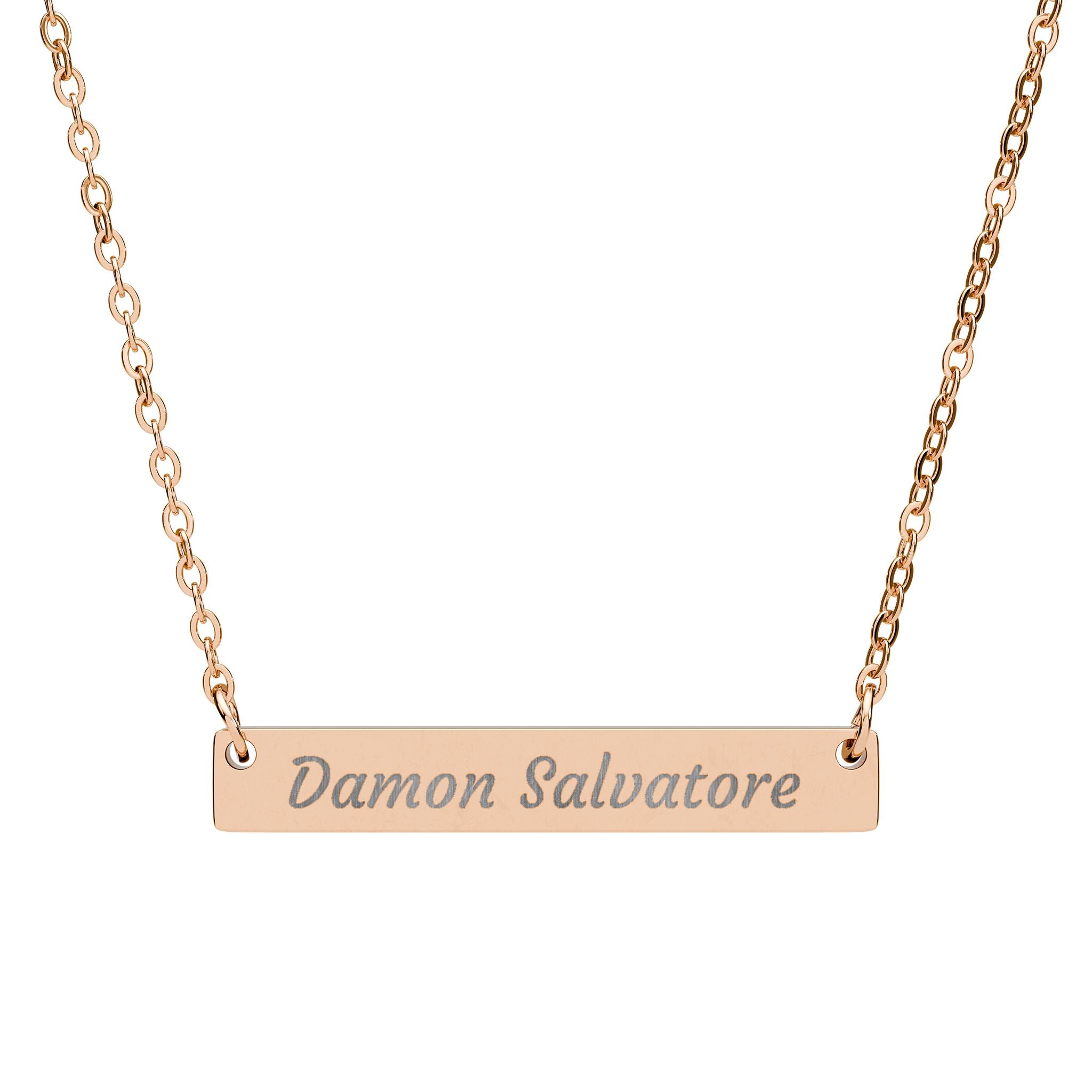 Damon Salvatore Horizontal Bar Necklace (Engraving)
