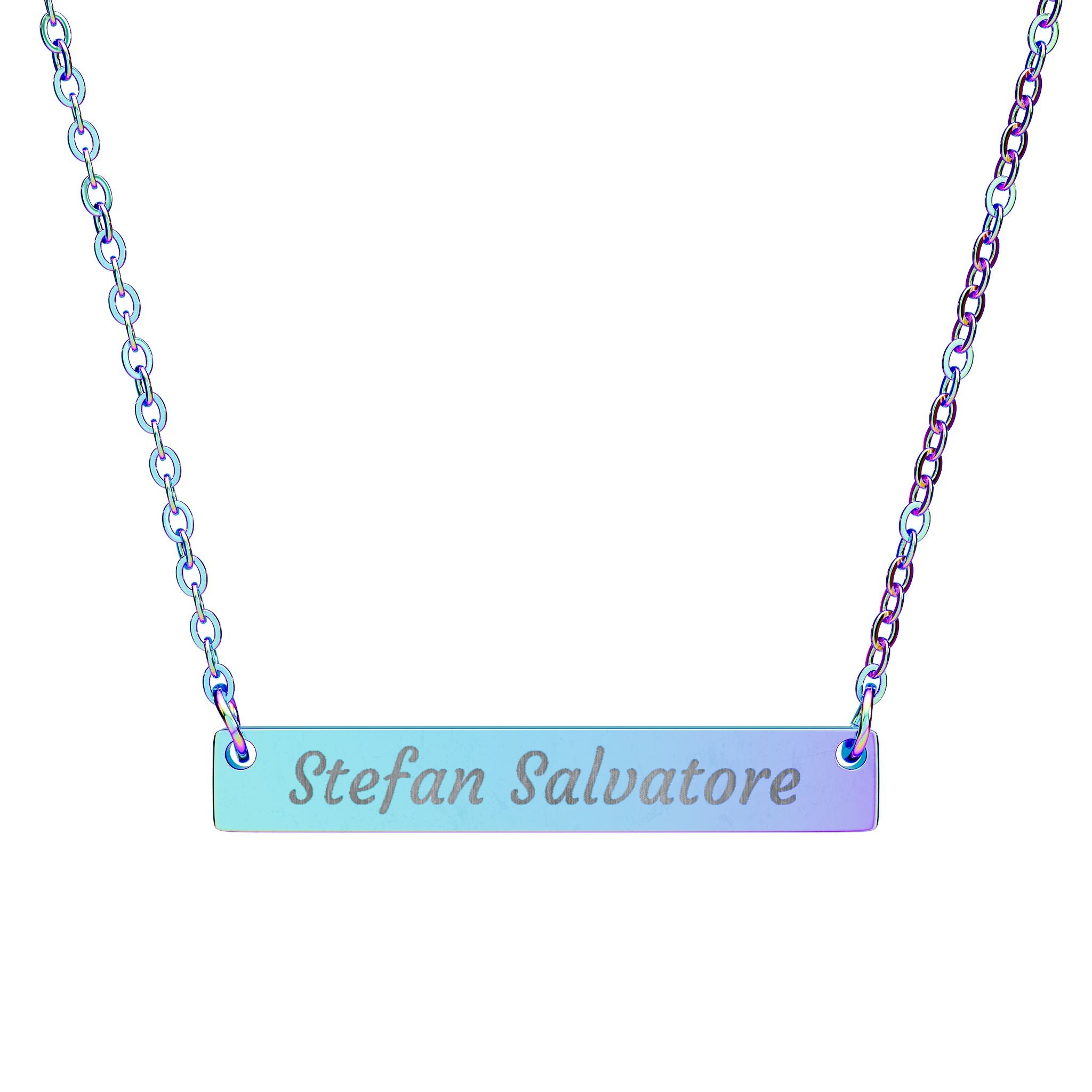 Stefan Salvatore Horizontal Bar Necklace (Engraving)