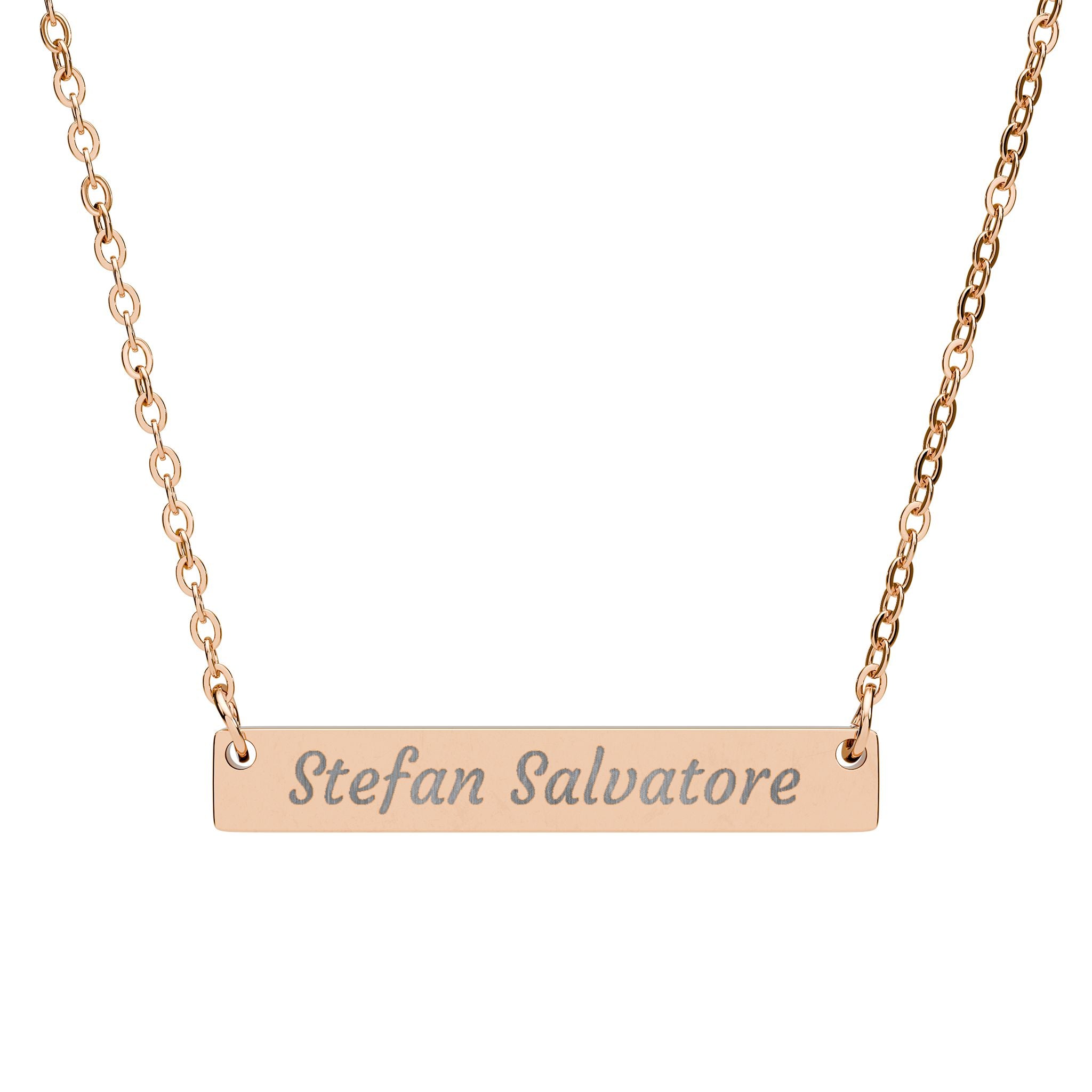 Stefan Salvatore Horizontal Bar Necklace (Engraving)