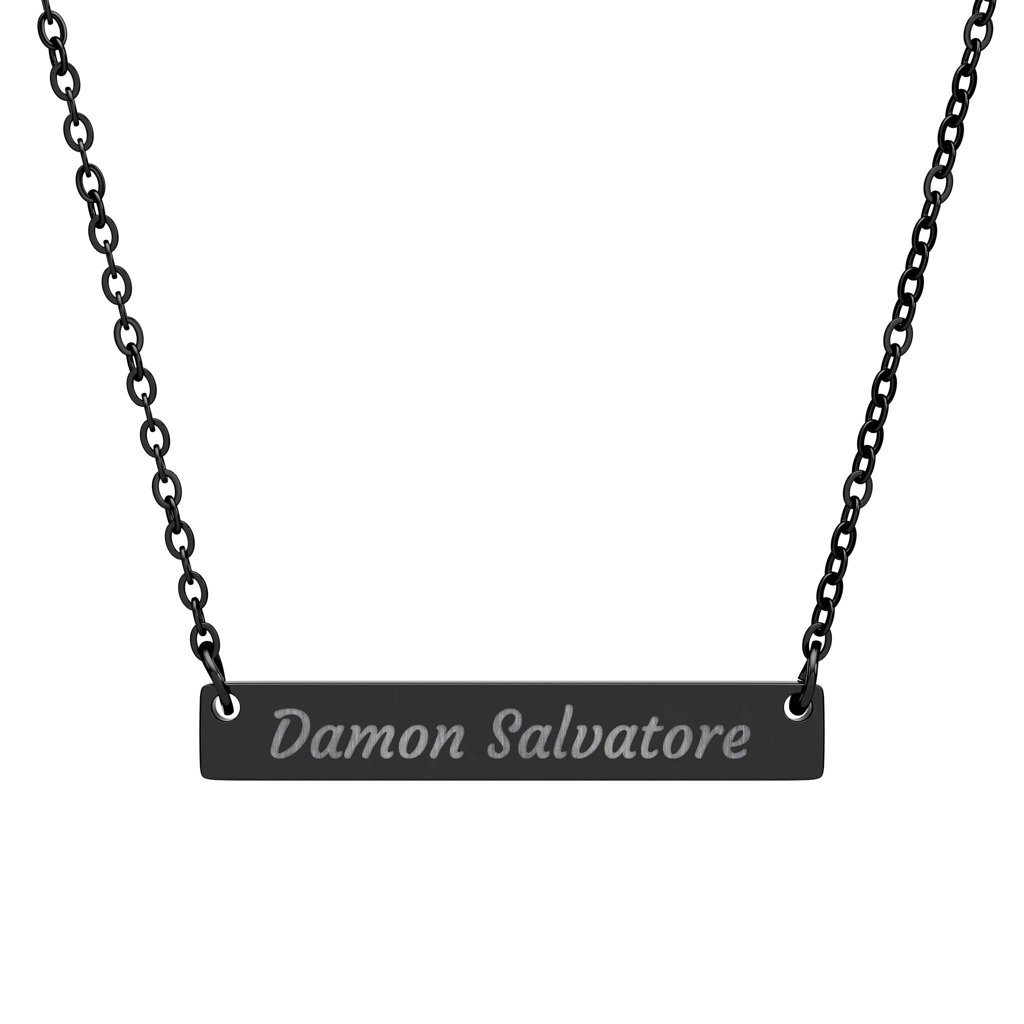 Damon Salvatore Horizontal Bar Necklace (Engraving)