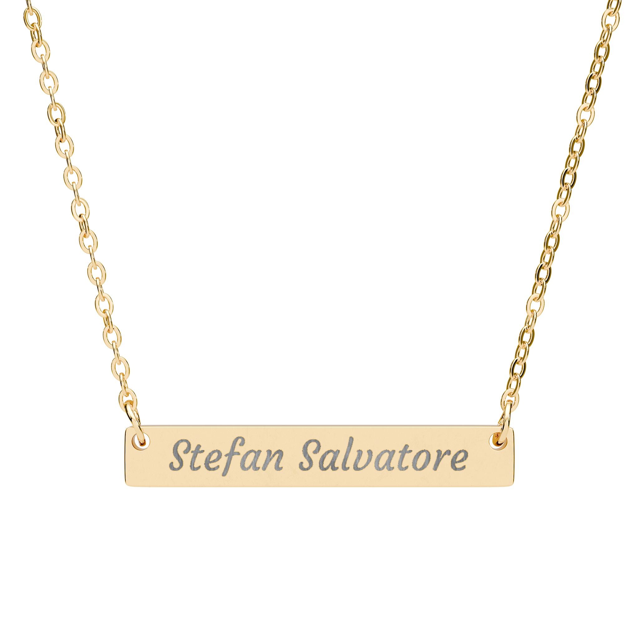 Stefan Salvatore Horizontal Bar Necklace (Engraving)