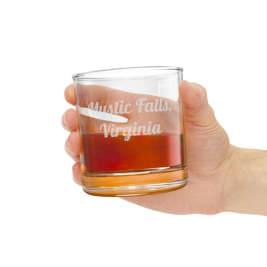 Mystic Falls, Virginia Whiskey Glass, 10.5oz (Engraving)