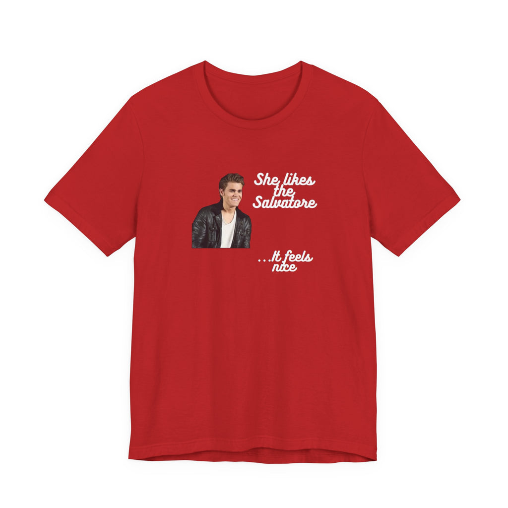 She Likes The Salvatore... It Feels Nice Unisex Jersey Short Sleeve Tee