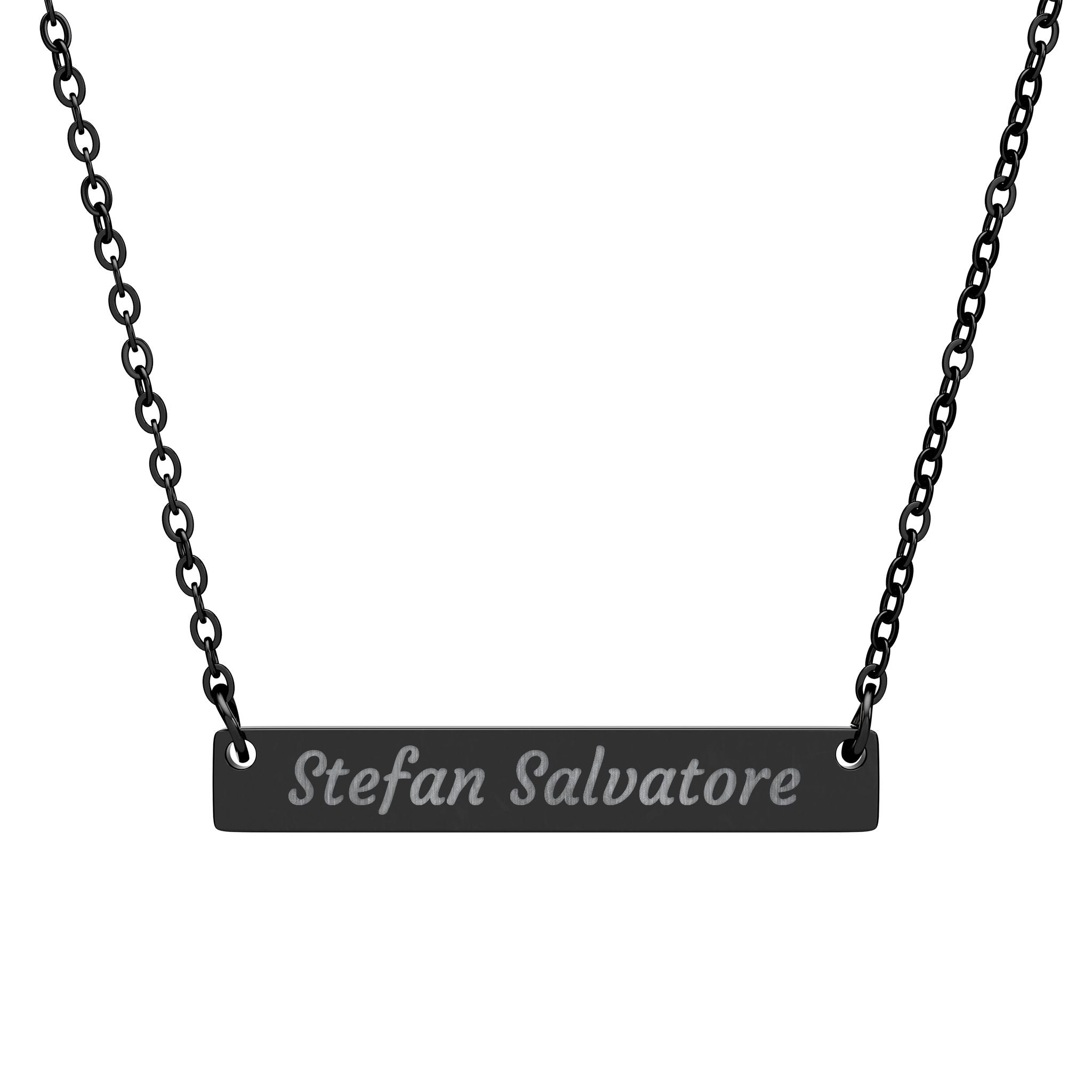 Stefan Salvatore Horizontal Bar Necklace (Engraving)