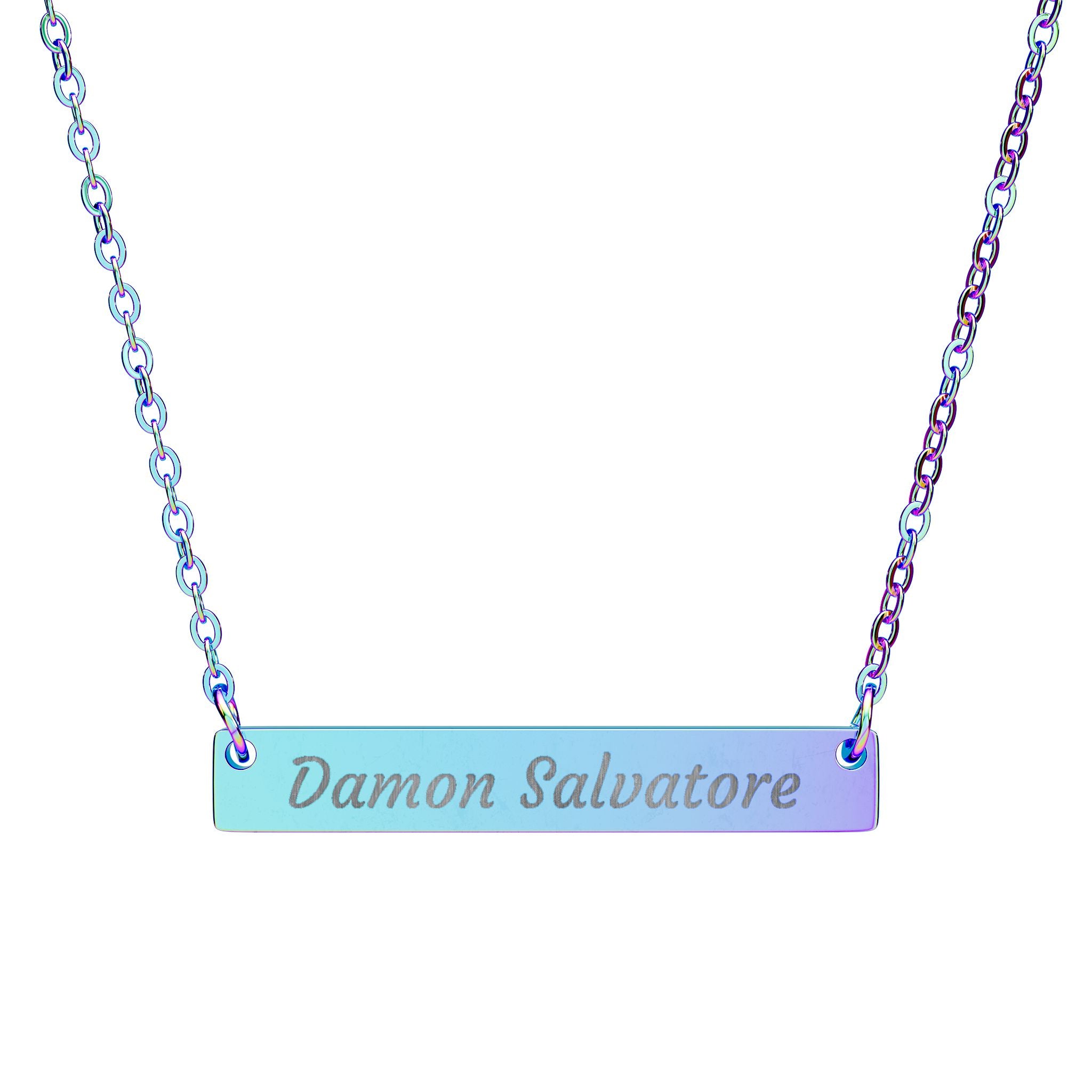 Damon Salvatore Horizontal Bar Necklace (Engraving)